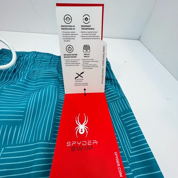 SPYDER MEN'S SWIMSUIT OR WORKOUT SHORTS TURQUOISE, LARGE W/2 POCKTS ON THE SIDE - Picture 15 of 16